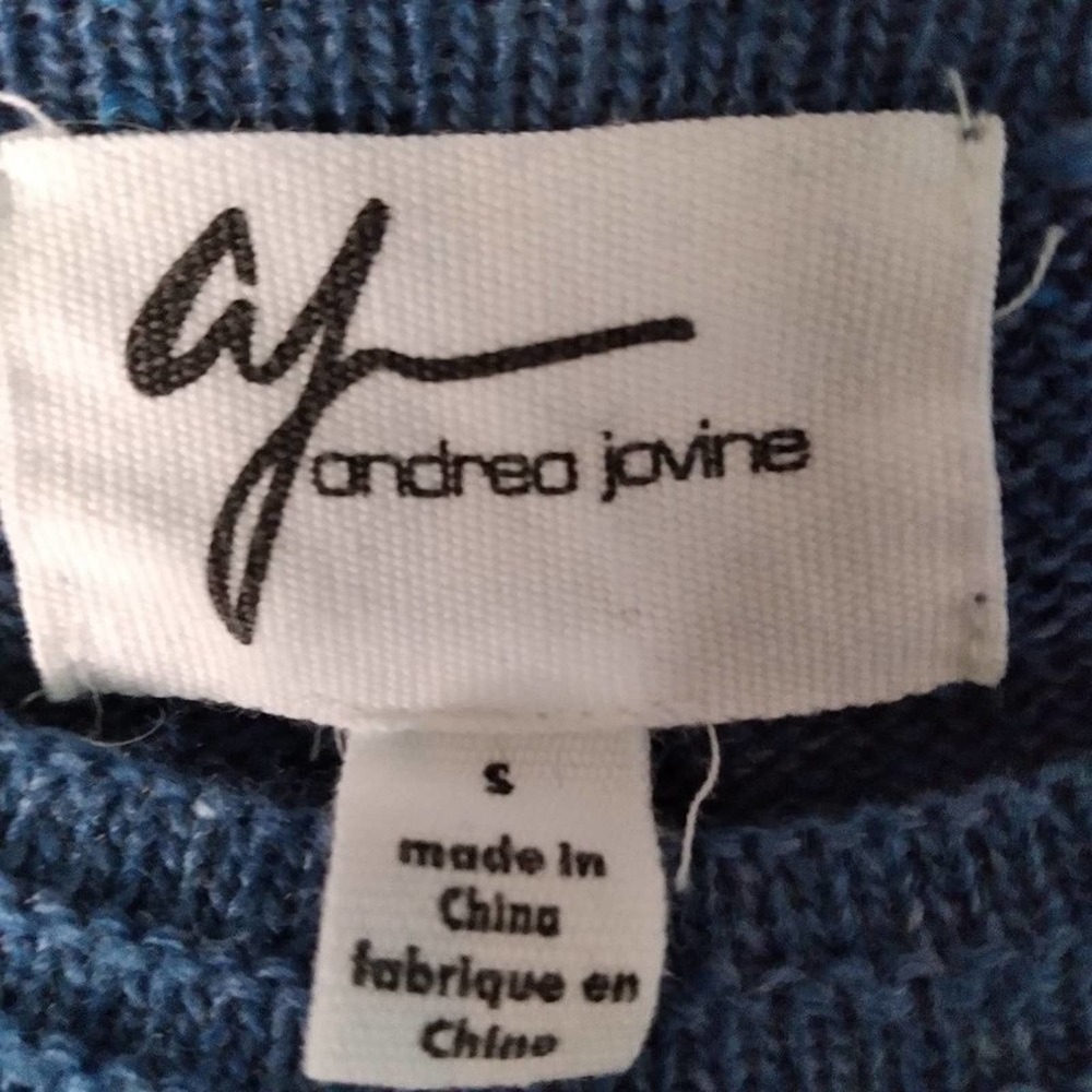 🦋 Andrea Jovine Blue Ribbed Pullover Sweater - Picture 2 of 6